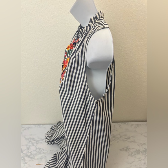 South Main Mexican Style Colorful Floral Embroidered Mini Dress Sz L Striped - Picture 3 of 7